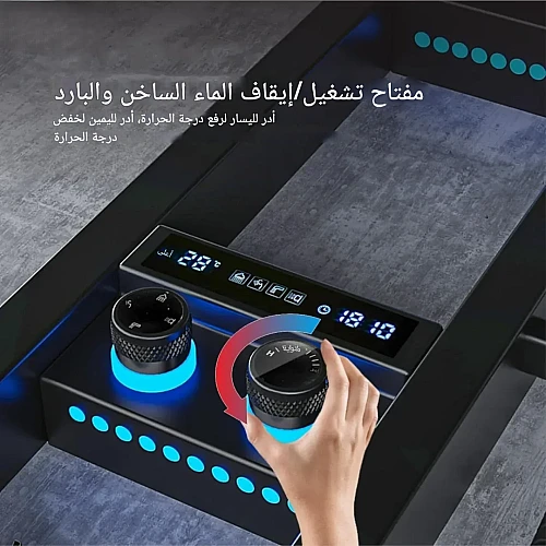  شاور مساج ديجيتال مستطيل بشاشة LED مائي ستانلس ستيل + نحاس اسود 