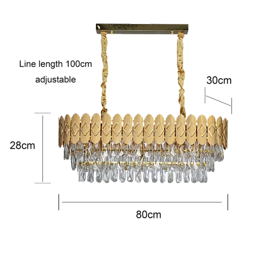  نجف مودرن ذهبي مستطيل 80*30 سم E14*10L 