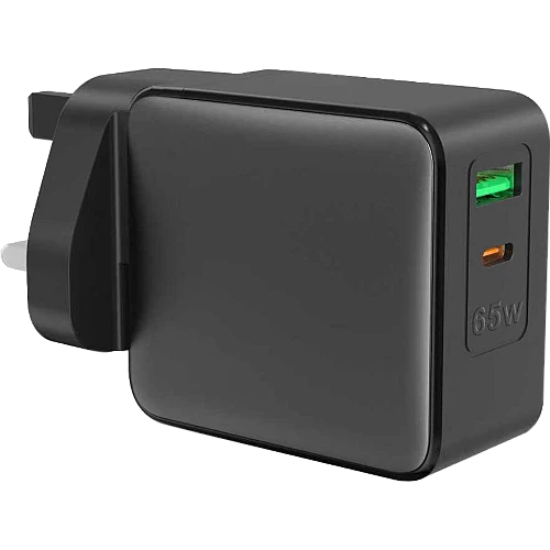  راس فيش 13 امبير + منفذ USB + منفذ TYPE-C توفل اسود 65 واط 