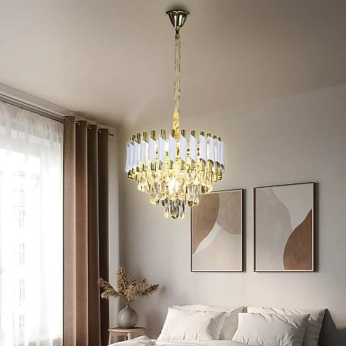 نجف ابيض مع ذهبي قطر 40 سم E14*5L 