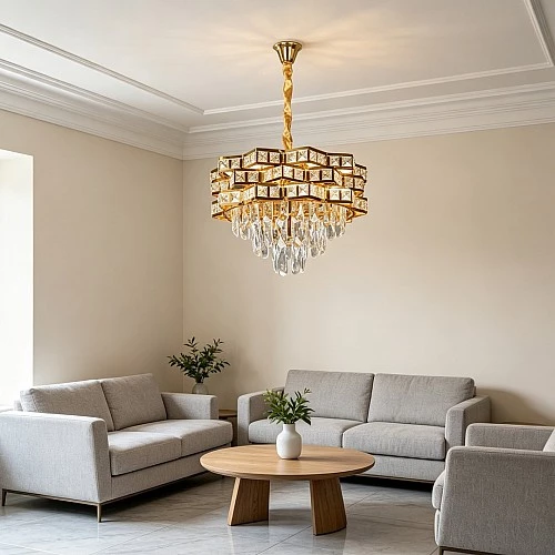  علاقي مودرن ذهبي E14*5 مقاس 400 ملم 