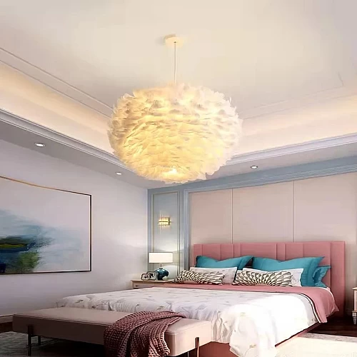  نجف مودرن لون الشكل ابيض تصميم راقي وهادئ ومريح للعينE27*5 . مقاس 80 سم 