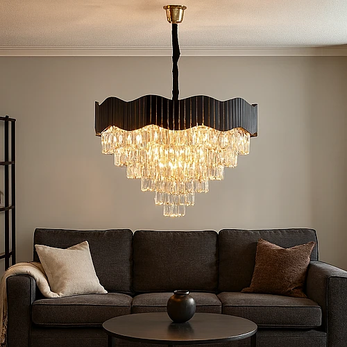  نجف مودرن غطاء اسود مع ذهبي E14*15L مقاس 80 سم 