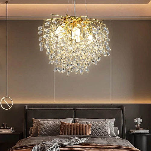  نجف مودرن ذهبي مع شفاف E14*6L مقاس 450 ملم 