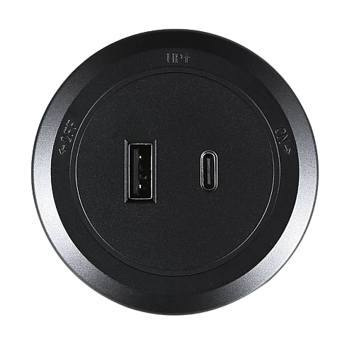  فيش مجرى دائري اسود USB مع TYPE-C 