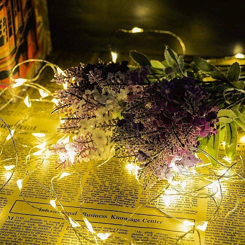  اضاءة عقد زينة LED لون الانارة اصفر تعمل بالبطارية طول 10 متر 