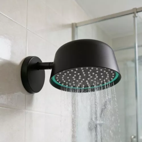  دش مطري مع ماسورة جداري أسود مطفي مع إضاءة LED ذكية 