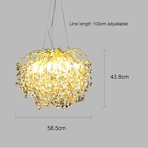  نجف مودرن ذهبي شفاف عسلي E14*10L قطر 60 سم 