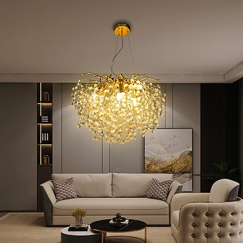  نجف مودرن ذهبي شفاف E14*10L قطر 60 سم 