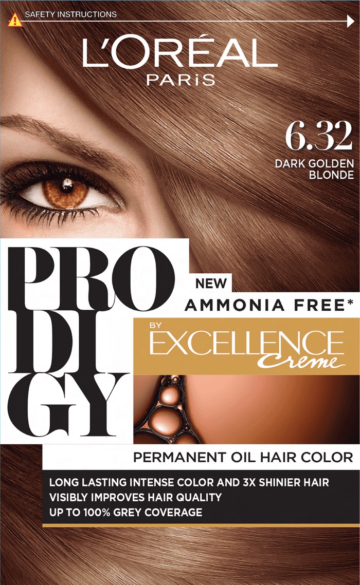 L'Oreal Paris Prodigy Ammonia Free Hair Color 6.32 Natural Light Golden Brown