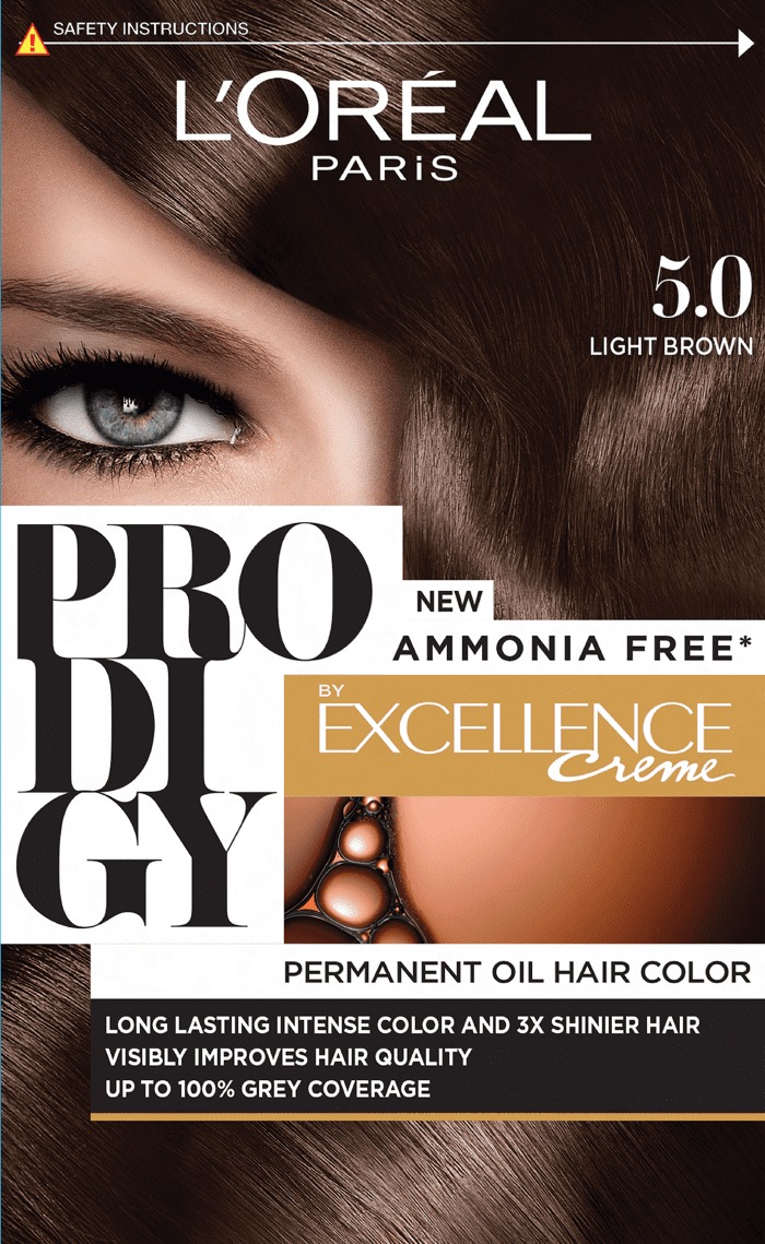 L'Oreal Paris Prodigy Ammonia Free Hair Color 5.0 Medium Natural Brown