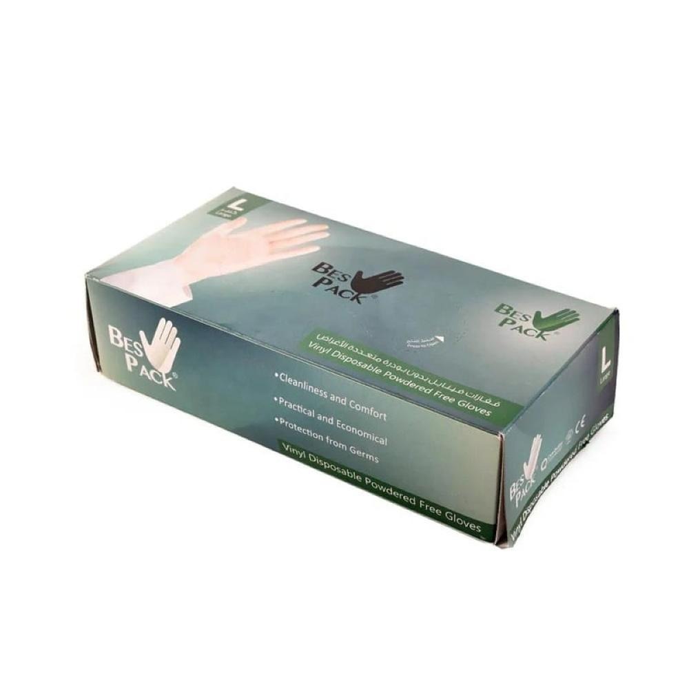 Best Pack Clear Vinyl Powder Free Multipurpose Gloves Size L