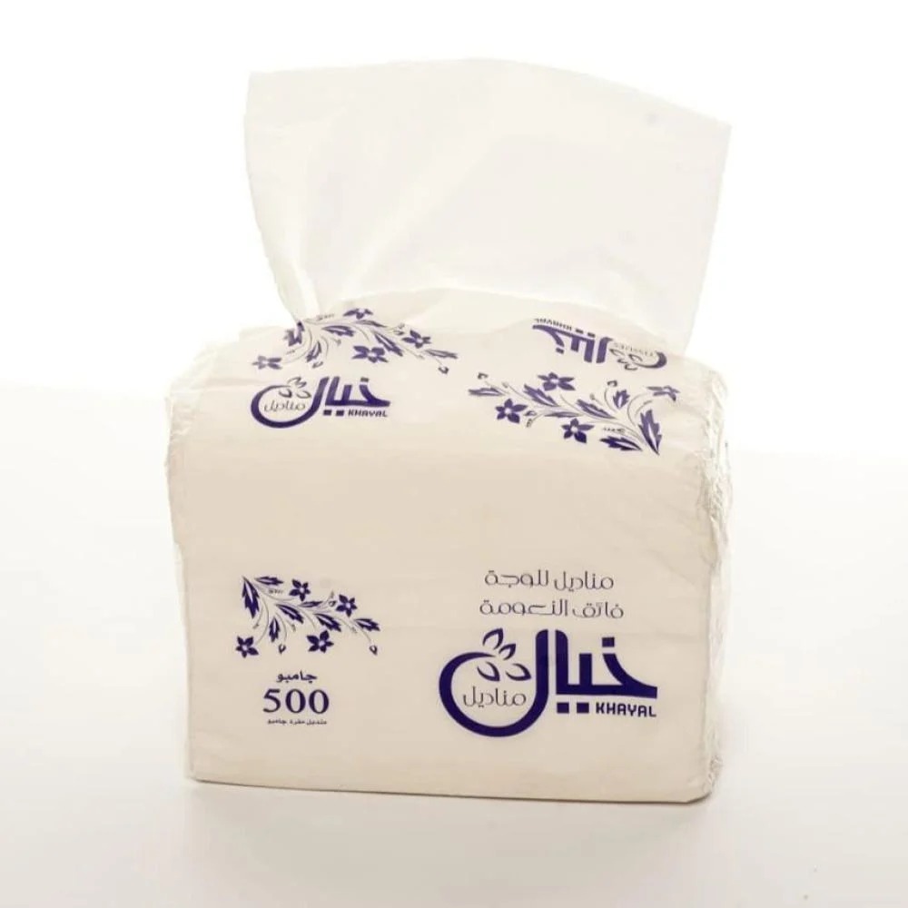 ربطة مناديل خيال جامبو ابيض عدد 10علبه ×500 حبه