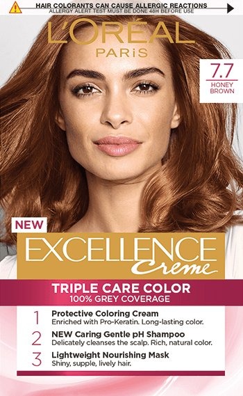 L'Oreal Paris Excellence Crème Permanent Hair Color 7.7 Honey Brown