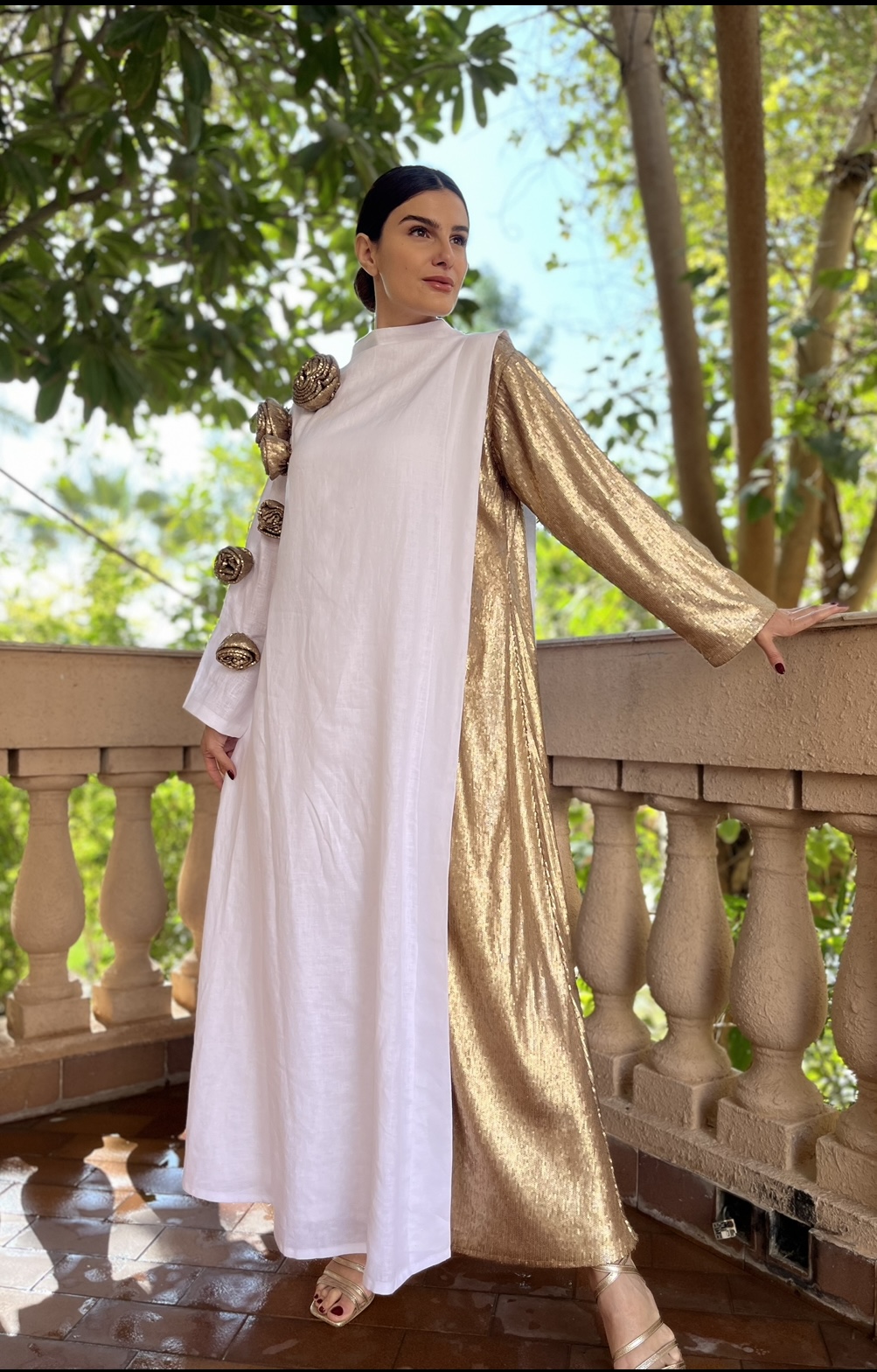 فستان لينن ابيض