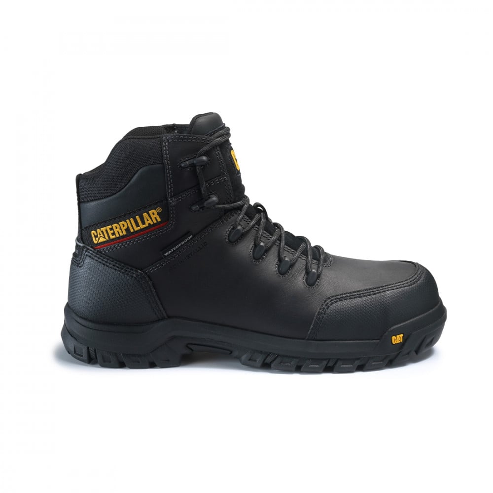 CAT-Resorption Composite Toe WaterProof Leather Electric Hazard Black Safey Boots for Mens
