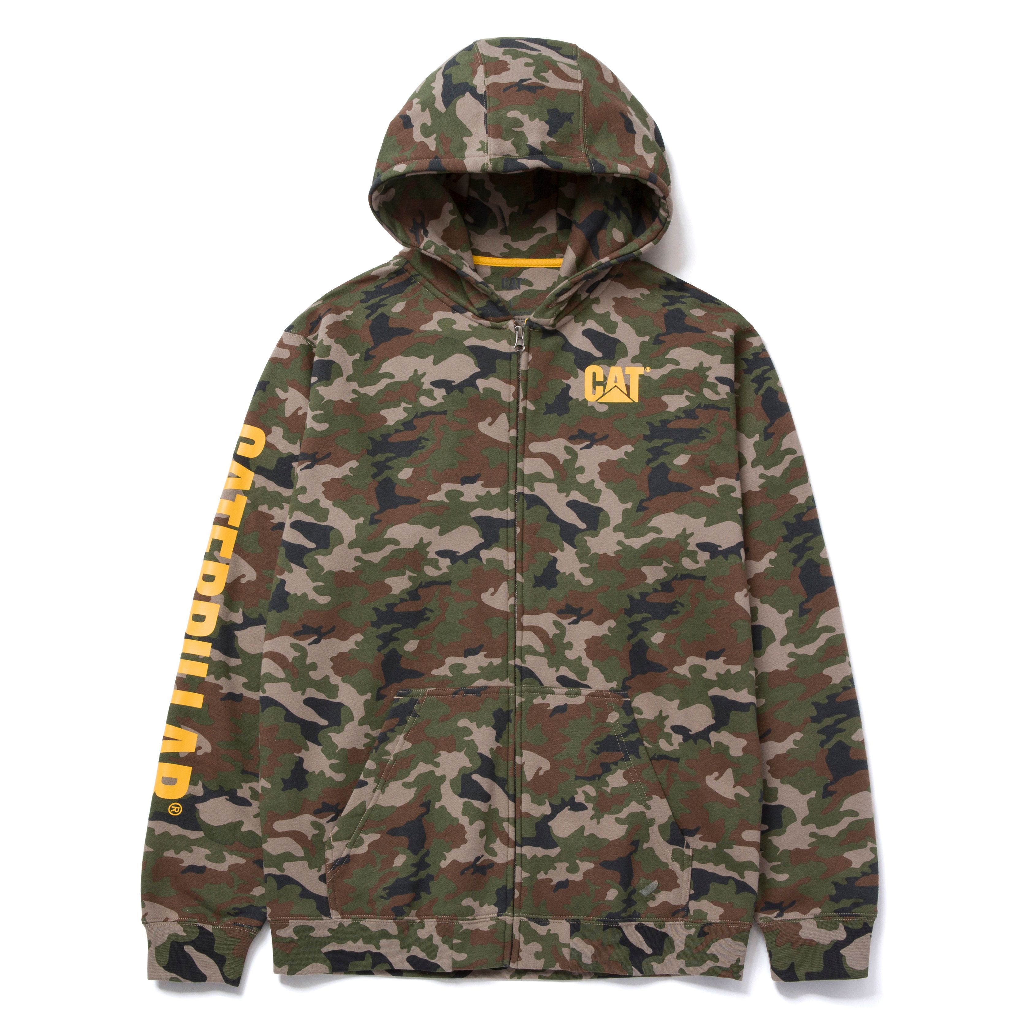 Cat-Midweight Banner Full Zip Hoodie Woodland Camo For Men