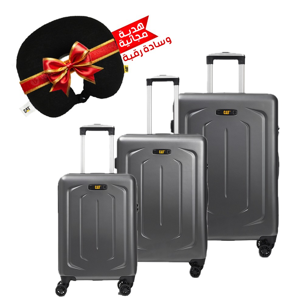 CAT BAGS-Sculpted Hard Case Trolley Set 3-Piece+Free Gift ( Cat Neck Pillow)