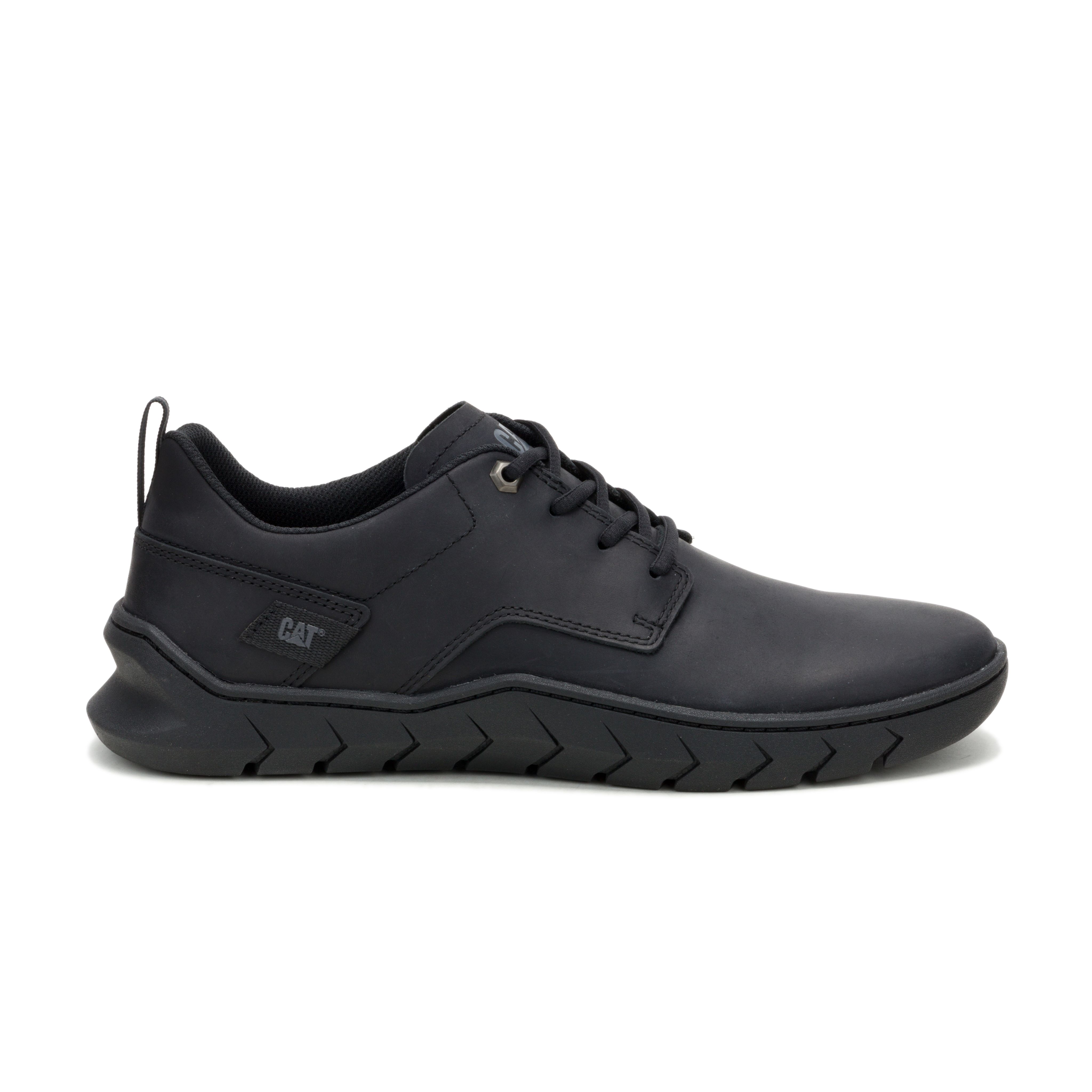 CAT-Flexion Lo Men’s Leather Shoe – Slip‑Resistant SRX, Cushioned EVA Comfort, Durable Full‑Grain Leather – Black