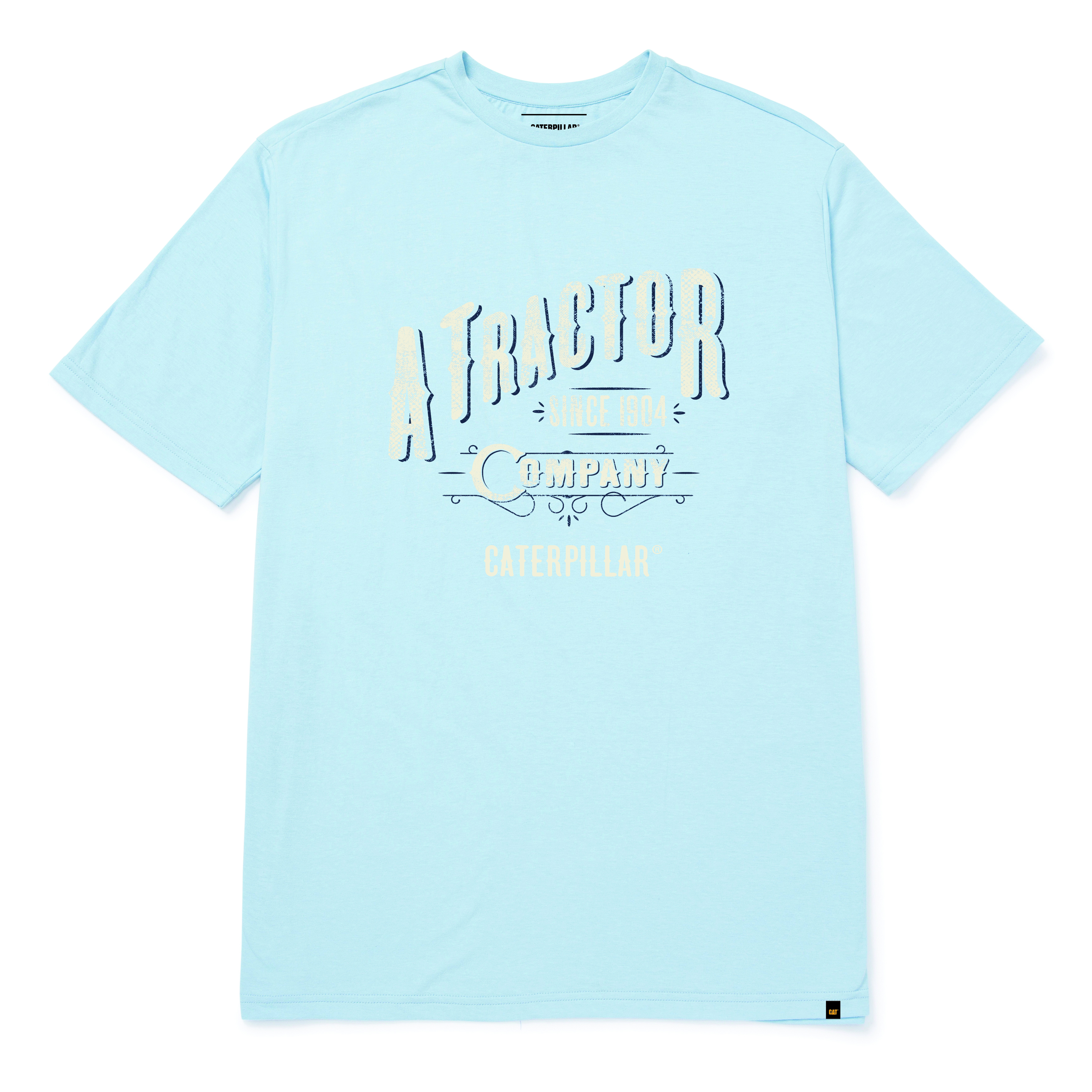Caterpillar Men'S Historic Traditional Graphic  Short Sleeve T-Shirt Sky Blue Color