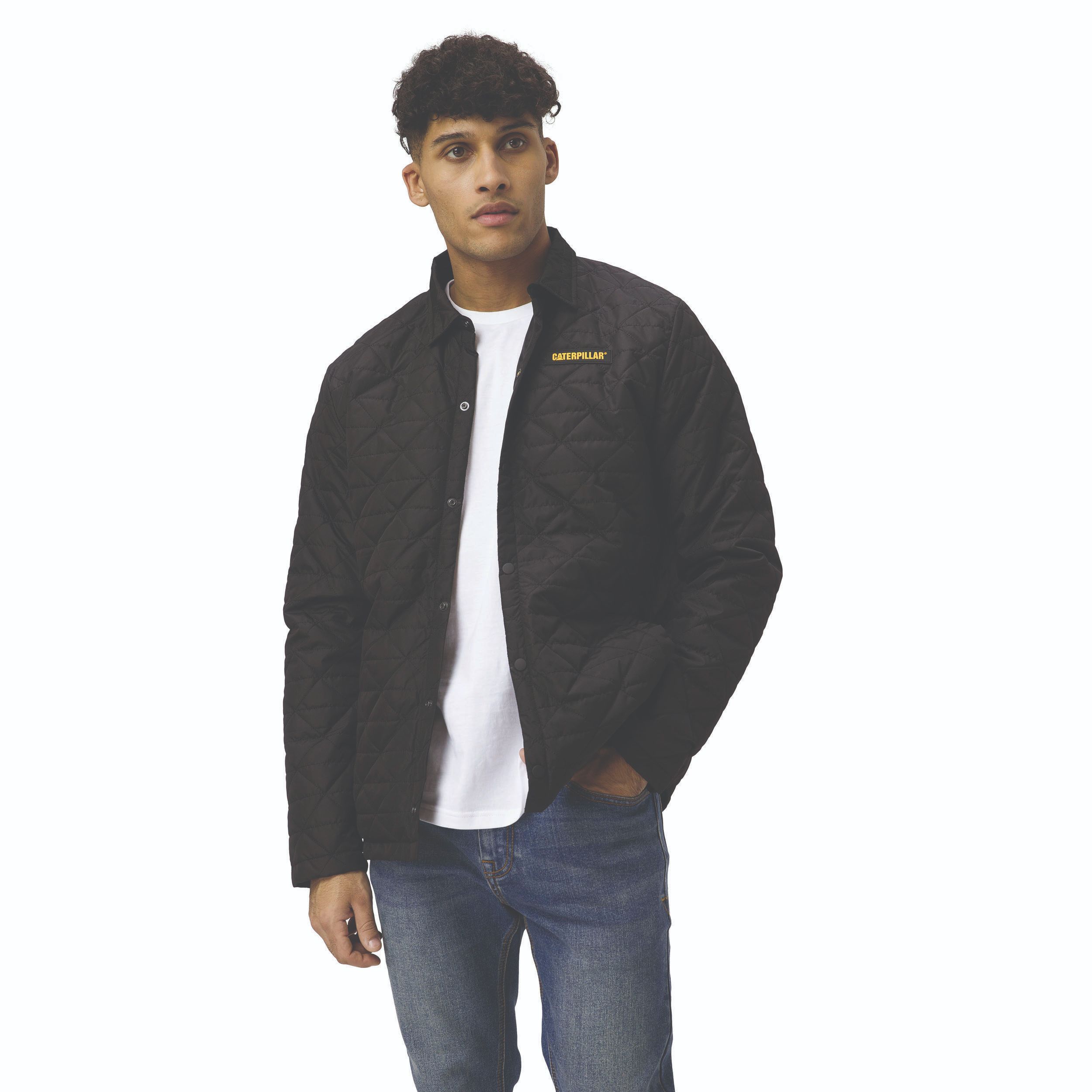 Cat-Lightweight Insulated Triangle Quilted Shirt Jacket Black for Men
