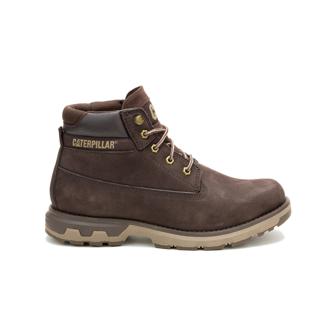 Caterpillar Men’s Pursue Mid-Cut Boots – Durable Leather Casual Shoes – DK Brown