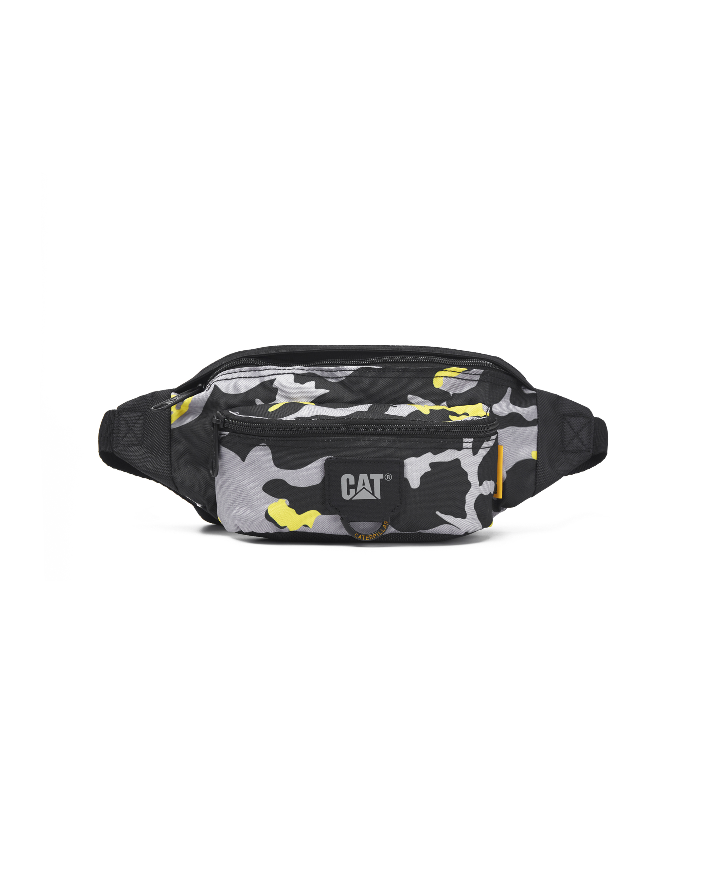 CAT BAGS- Millennial Classic - Raymond Waist Bag , Volume : 2 L - Premium Quality , 600D high density polyester (100%), AOP Camo Black/Grey/Yellow Color