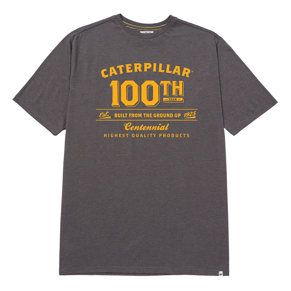 Caterpillar Men'S Centennial 100 Years Graphic  Short Sleeve T-Shirt Grey Color