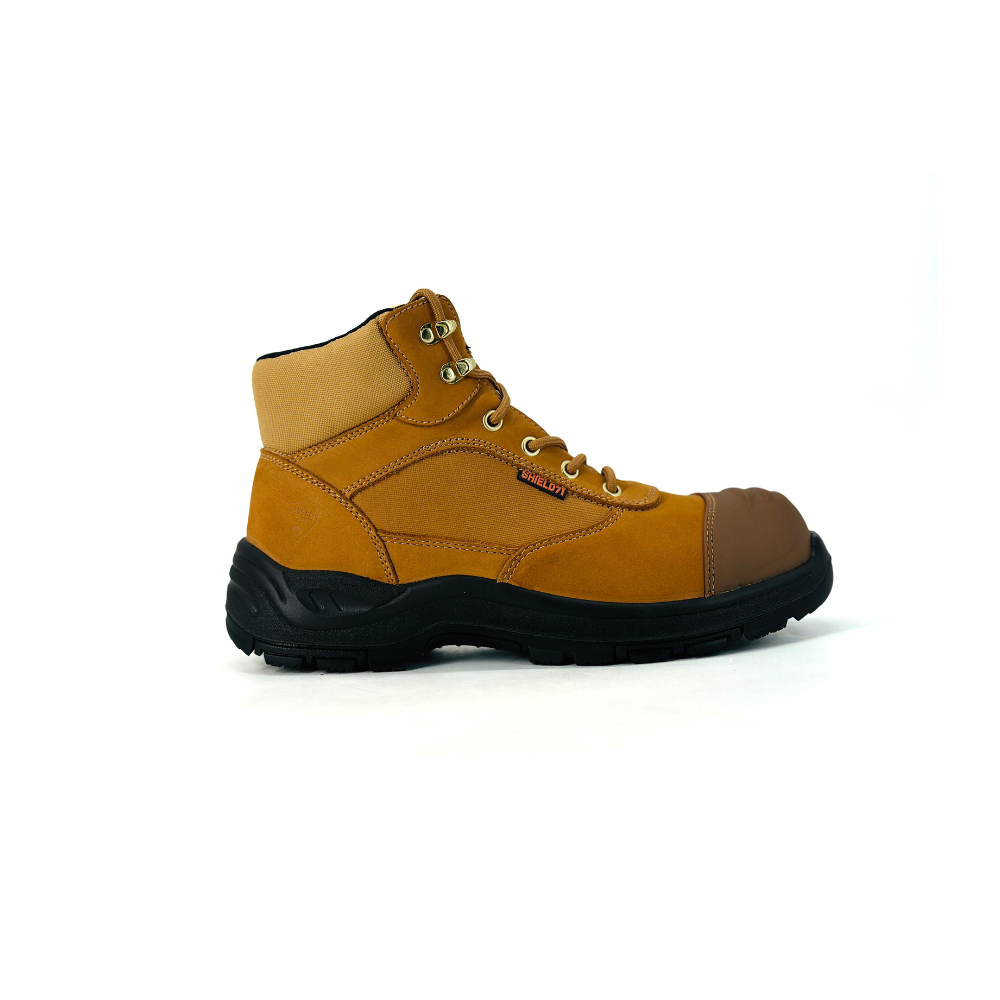 Shield71 Turbo Men’s Safety Shoes S3 | Hi-Cut honey Work Shoes with Steel Toe Cap, Slip-Resistant, Water-Resistant, HRO & Steel Anti-Penetration Midsole
