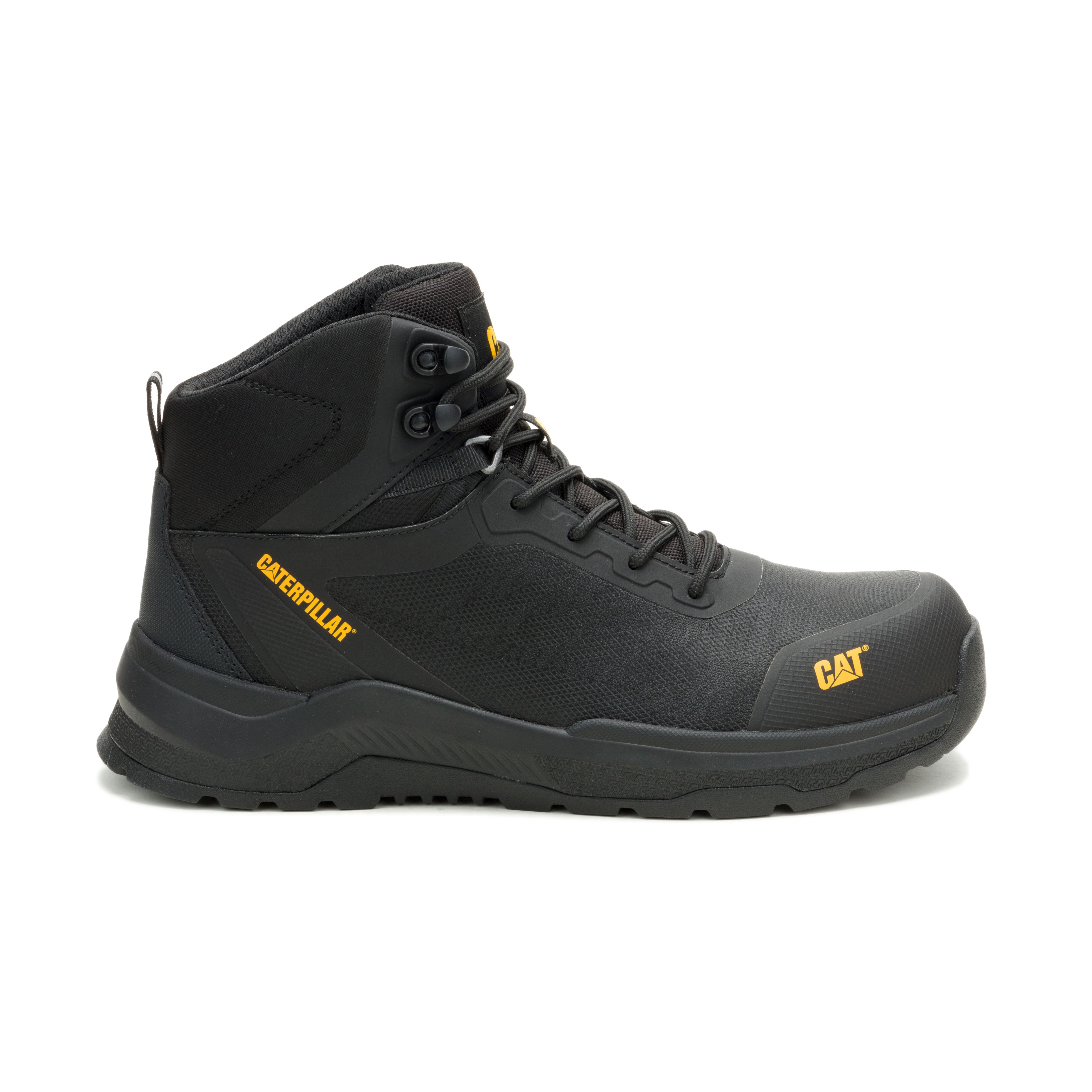 CAT Inductor Mesh Mid S7S Safety Shoes for Men – Composite Toe, Waterproof, Slip Resistant, Black