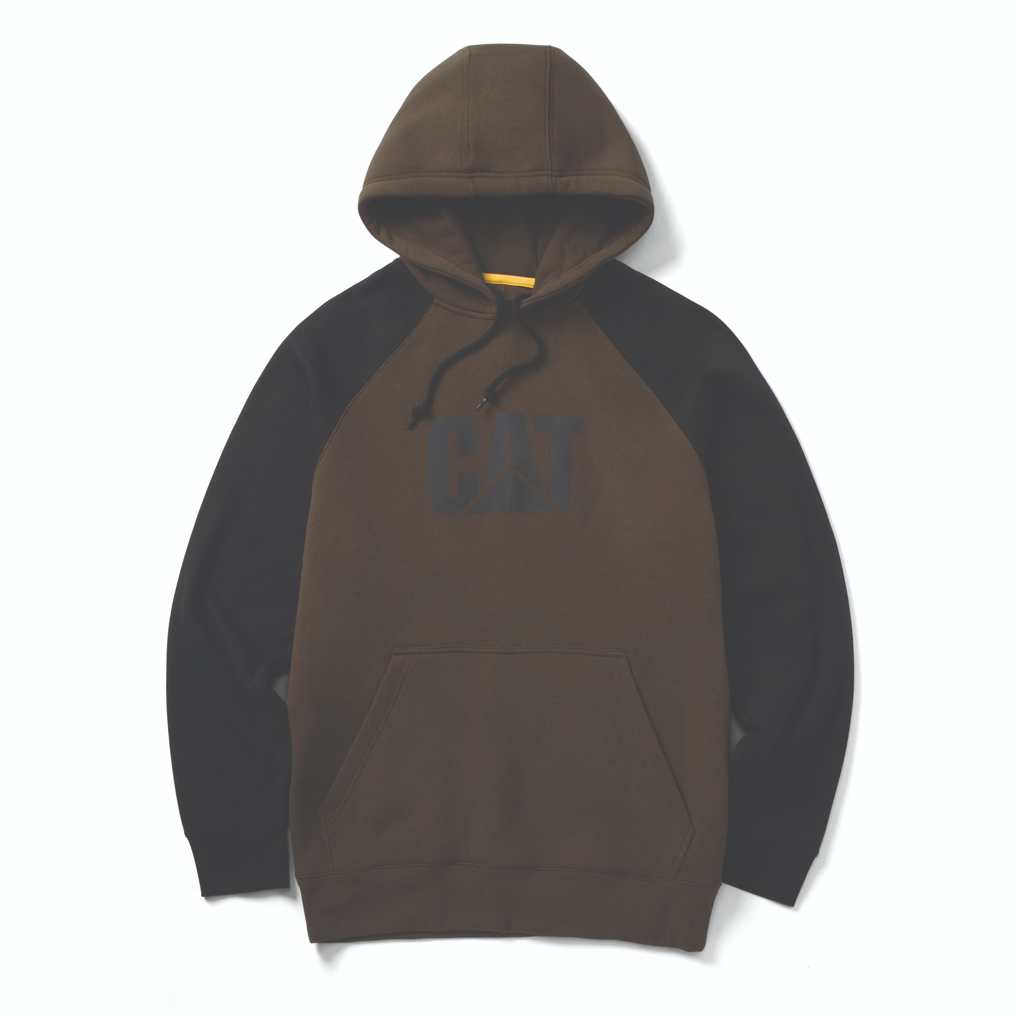 Cat-Colorblock Raglan Hooded Sweatshirt Army Moss Black For Men