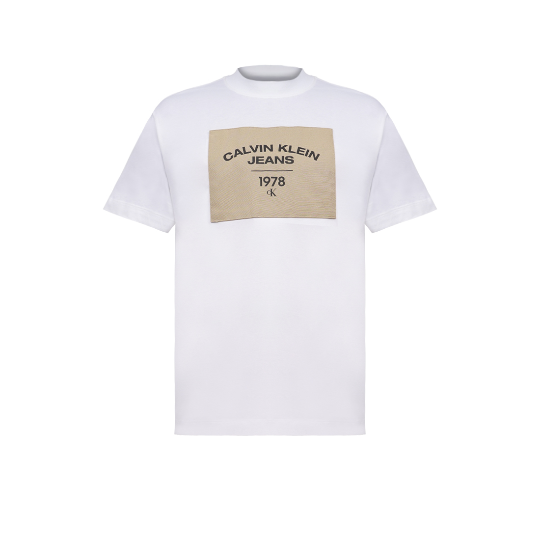 Calvin Klein white T-shirt decorated with a patch with the brand's logo