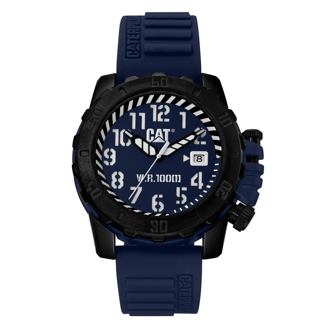 Cat watch blk plastic case blue dia