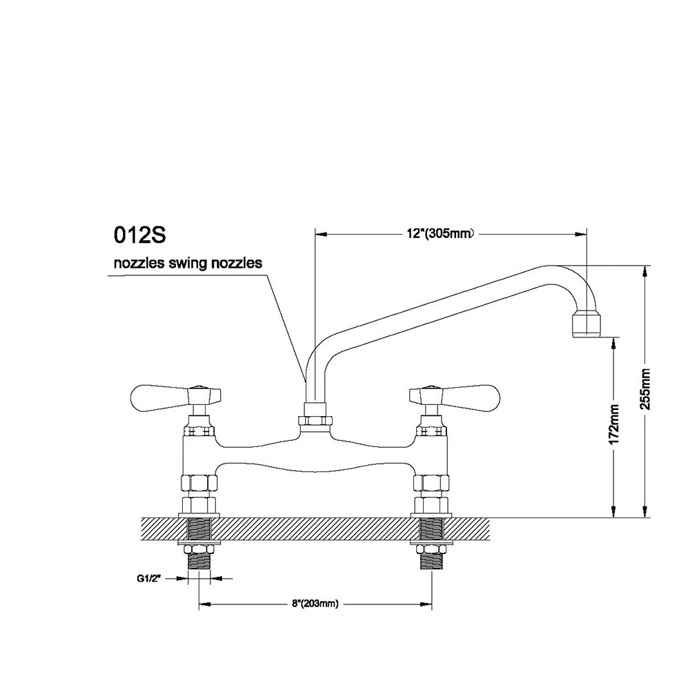 Commercial Grade Brass Swing Nozzle Kitchen Faucet (Hot & Cold)