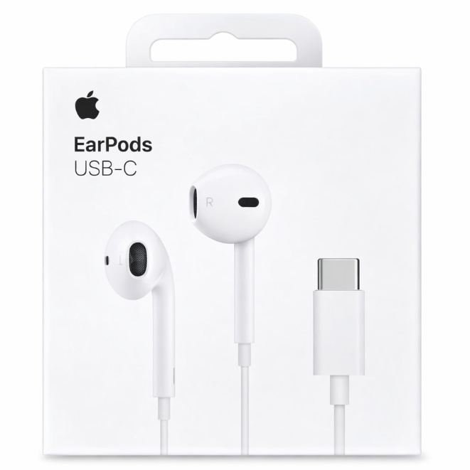 سماعة ابل سلكية تايب سي USB-C أصلية للايفون 15 و16 و17 - أبيض
