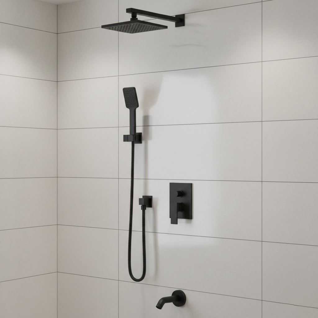  طقم خلاط جداري 4 قطع اسود مطفي VERCO VR-1141 