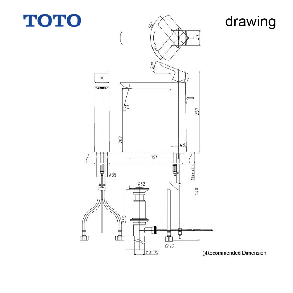  TOTO TLG02307D   خلاط مغسلة طويل كروم 