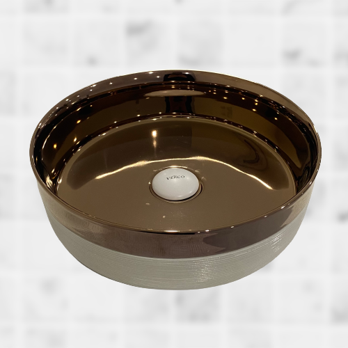   حوض مغسلة خارجي ابيض ذهبي  مقاس 36X36 cm  فيركو  VERCO  