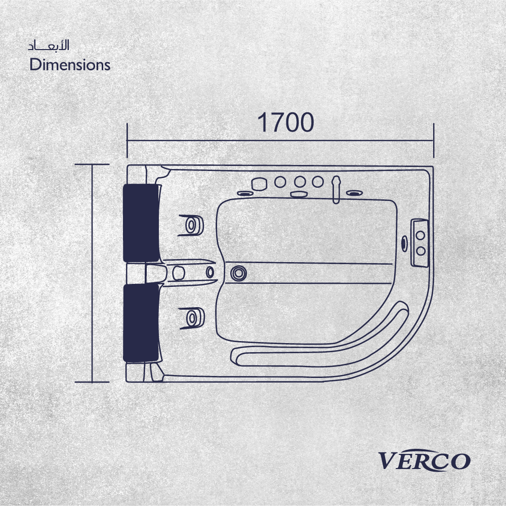  جاكوزي فيركو فاخر نصف زاوية ابيض ( R ) مقاس VERCO 170*120 cm 