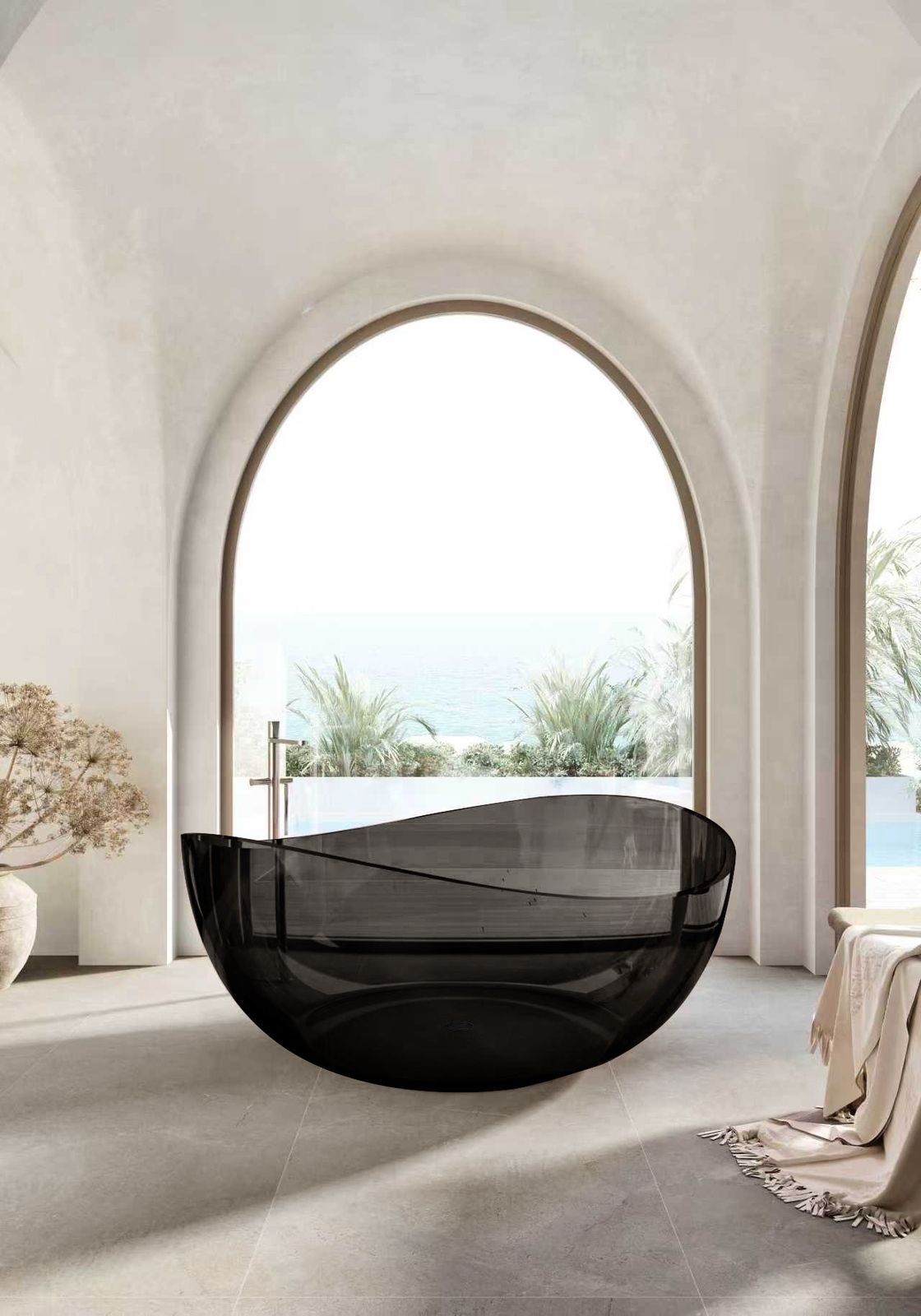  بانيو ديكور فاخر زجاج اسود VERCO  150*150 