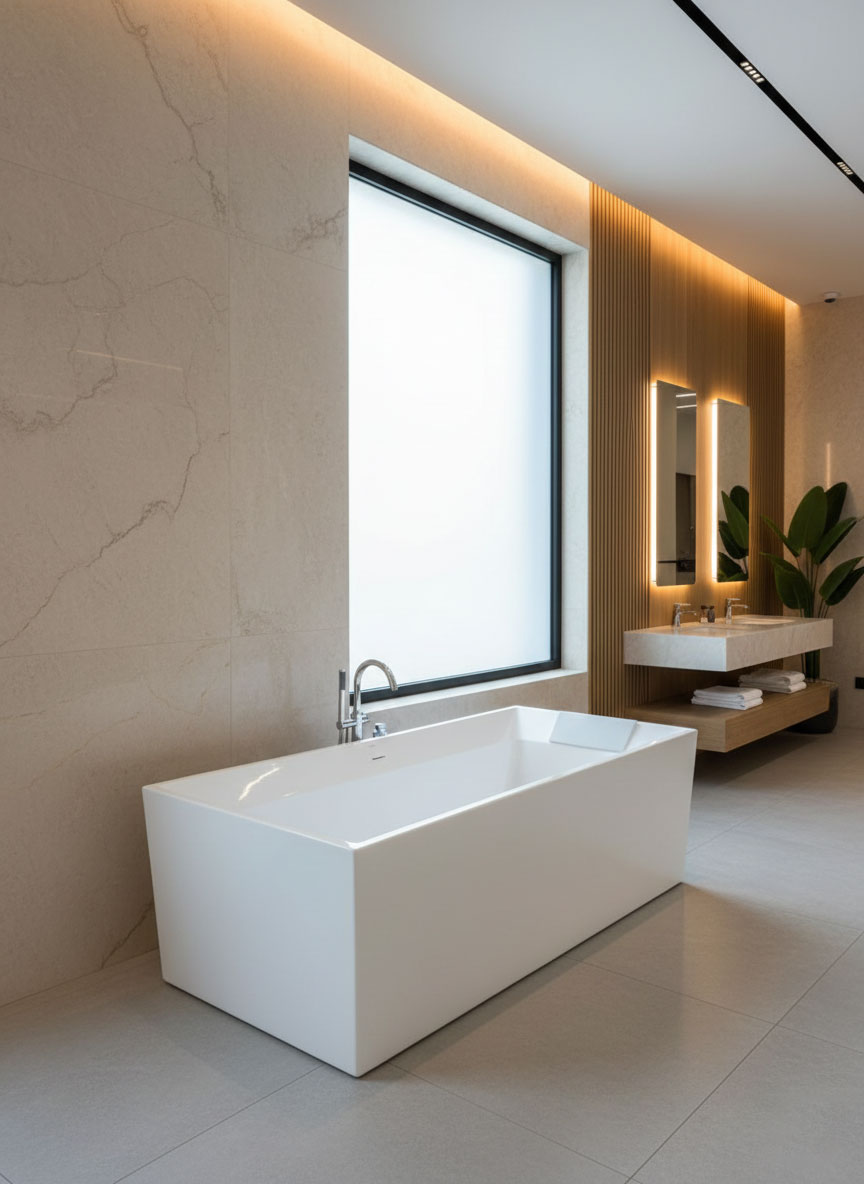  بانيو ديكور فاخر ابيض فيركو مقاس VERCO 170X80 cm 