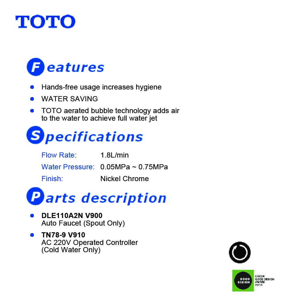  TOTO DLE110A2NM  خلاط مغسلة حساس طويل كروم 