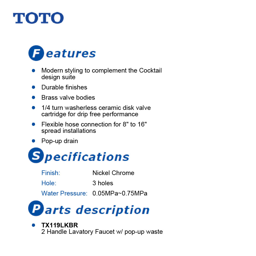  TOTO TX119LKBR   خلاط مغسلة 3 خرم كروم 