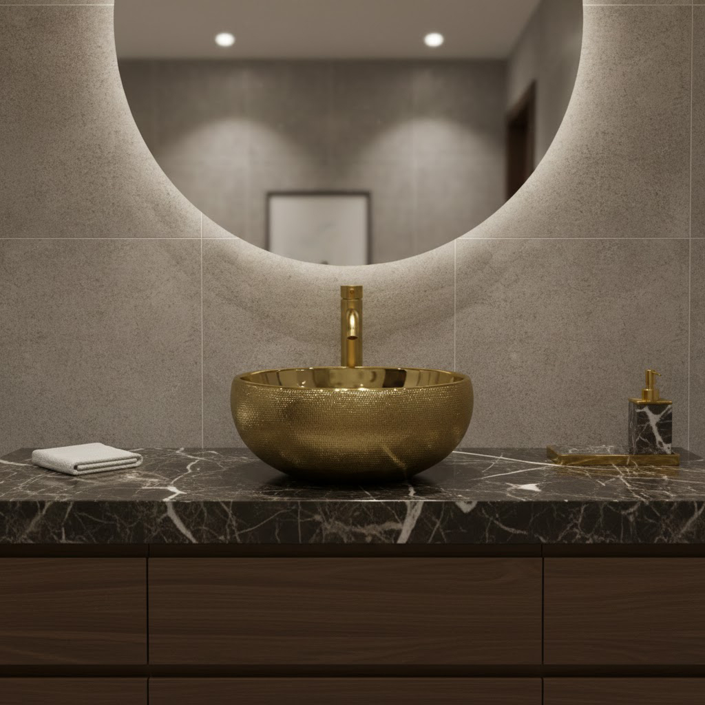   حوض مغسلة خارجي ذهبي  مقاس 39*39 cm  فيركو  VERCO 