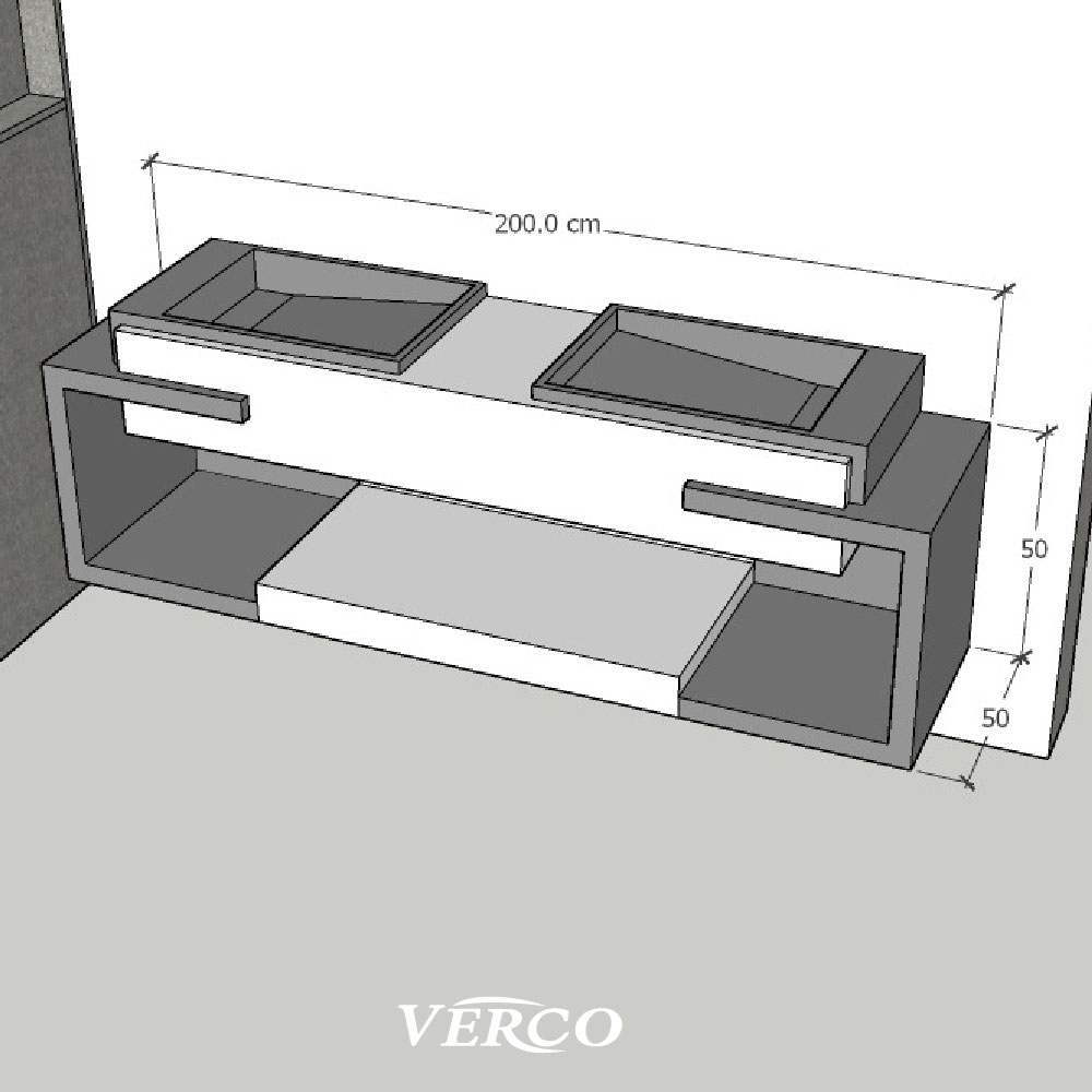  مغسلة تصنيع رخام فيركو تفصيل حسب الطلب مقاس 50*200 VERCO 
