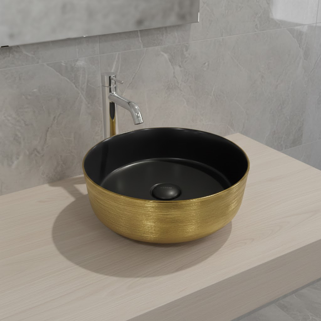   حوض مغسلة خارجي دائري هراب ذهبي مقاس 36X36 cm  فيركو  VERCO  