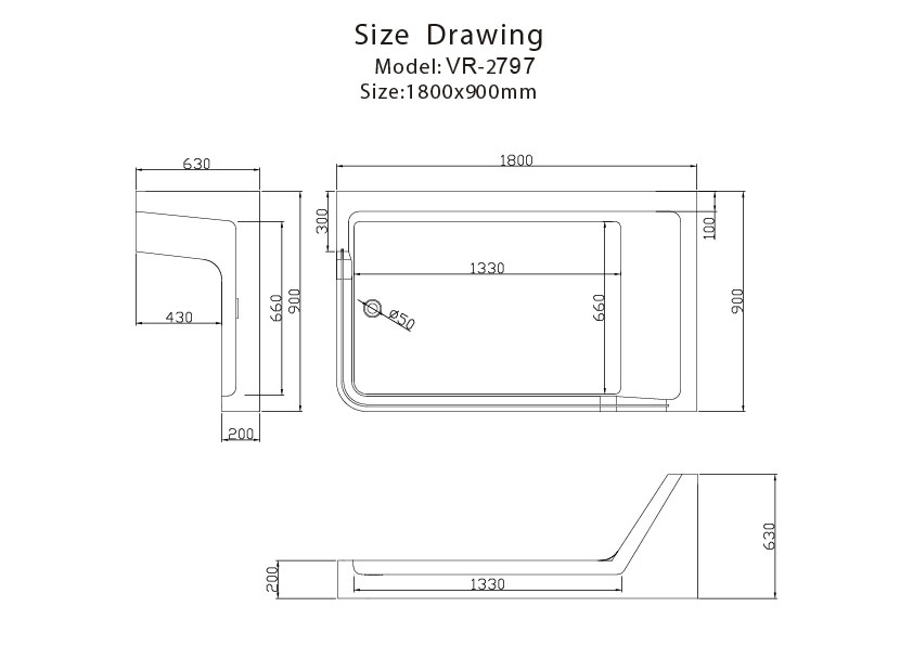 جاكوزي فيركو فاخر شلال ابيض VERCO 180*90 cm 