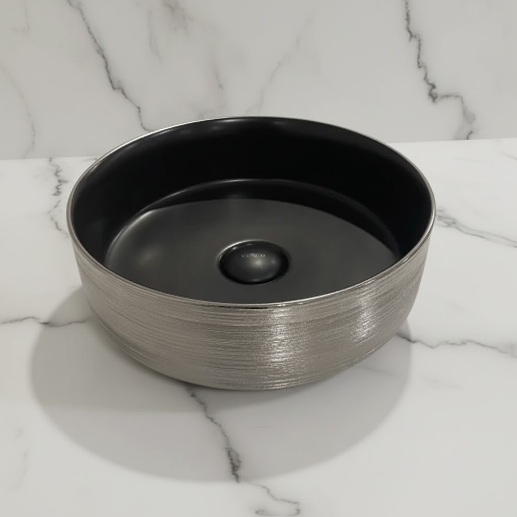  حوض مغسلة خارجي دائري هراب فضي مقاس 36X36 cm  فيركو  VERCO 