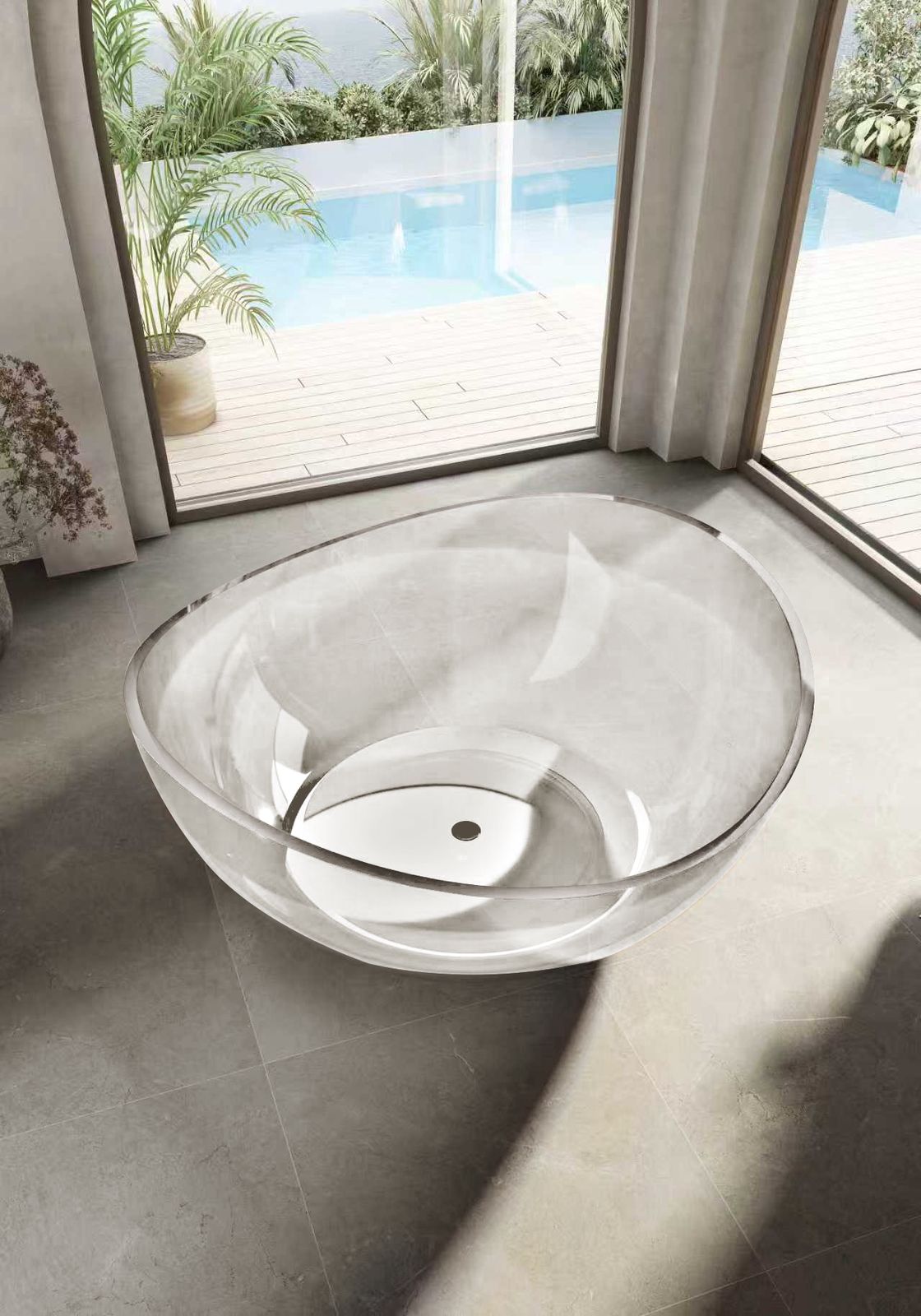   بانيو ديكور فاخر زجاج شفاف VERCO 150*150*63 