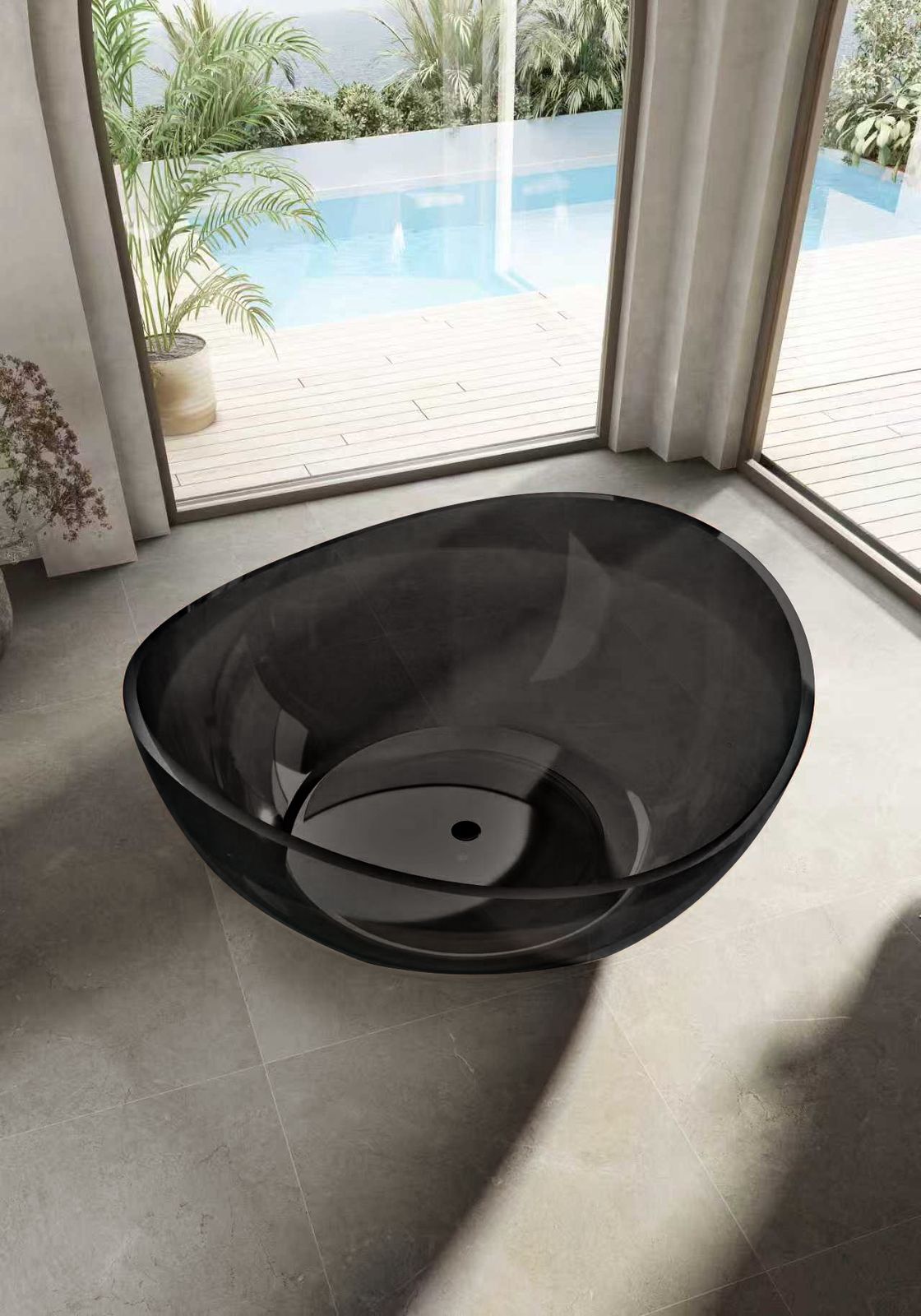  بانيو ديكور فاخر زجاج اسود VERCO  150*150 